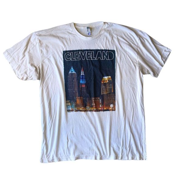 CLEVELAND city skyline picture graphic tee men’s t-shirt 2XL american apparel - Picture 1 of 11